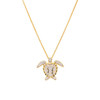 14K Gold Vermeil Turtle Necklace Adorned with Cubic Zirconias
