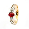 Oval Ruby and Diamond Celtic Trinity 14K Yellow and White Gold 3 Stone