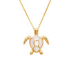 14K Gold Vermeil Mother of Pearl Sea Turtle Necklace