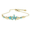 14K Gold Vermeil Starfish Bangle With Turquoise and Lab Sapphire