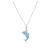 Sterling Silver Aqua and White Crystals Dolphin Mini Necklace