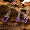 Sterling Silver Cubic Zirconia Amethyst Trinity Knot Necklace