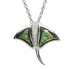 Silver Stingray Abalone Pendant Adorned With White Crystal