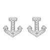 Anchor Stud Earrings Encrusted with White Crystal