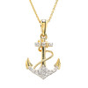 14kt Gold Lab Grown Diamond Anchor Necklace Medium