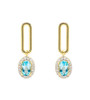 14kt Gold Vermeil Genuine Blue Topaz Halo Drop Earrings