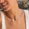 14KT Gold Vermeil Pearl Crab Necklace with White Cubic Zirconia