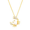 14KT Gold Vermeil Pearl Crab Necklace with White Cubic Zirconia