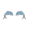 Dolphin Stud Earrings with Aqua Crystals
