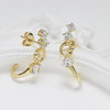 14kt Gold Vermeil Claddagh Earrings with Triple White Sapphires