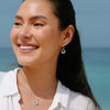 Sterling Silver Sapphire Aquamarine Crystal Wave Earrings
