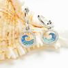 Sterling Silver Sapphire Aquamarine Crystal Wave Earrings