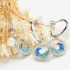 Sterling Silver Sapphire Aquamarine Crystal Wave Earrings