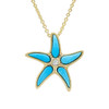 14K Gold Vermeil Starfish Necklace Turquoise and Lab Sapphire