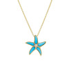14K Gold Vermeil Starfish Necklace Turquoise and Lab Sapphire