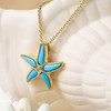 14K Gold Vermeil Starfish Necklace Turquoise and Lab Sapphire
