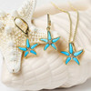 14K Gold Vermeil Starfish Necklace Turquoise and Lab Sapphire