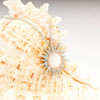 Sterling Silver Mother of Pearl Sun Pendant with White Crystals and Rose Gold