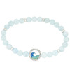 Sterling Silver Aquamarine Wave Stretchy Bracelet with Crystals