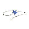 Sterling Silver Pearl with Sapphire Crystal Star Fish Bangle