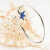 Sterling Silver Pearl with Sapphire Crystal Star Fish Bangle
