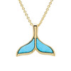 14K Gold Vermeil Mini Whale Tail Necklace With Turquoise