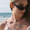 14K Gold Vermeil Mini Whale Tail Necklace With Turquoise