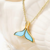 14K Gold Vermeil Mini Whale Tail Necklace With Turquoise