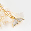 14K Gold Vermeil Whale Tail Necklace with Cubic Zirconias