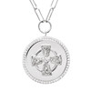 Sterling Silver Paperclip Celtic Cross Medallion Necklace with White Cubic Zirconia