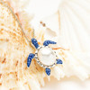 Sterling Silver Pearl Sea Turtle Necklace with Sapphire Crystals