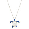 Sterling Silver Pearl Sea Turtle Necklace with Sapphire Crystals