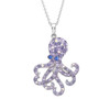 Purple Octopus Necklace with Aqua Crystals