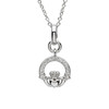Silver Crystal Set Claddagh Pendant