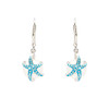 Sterling Silver Pearl with Aqua Crystal Star Fish Earrings