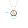 14kt Gold Lab Sapphire Diamond Sail Boat Necklace