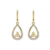 14KT Gold Vermeil Tear Drop Trinity Knot Earrings Studded with White Cubic Zirconias