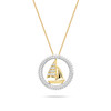14kt Gold Lab Diamond Sail Boat Necklace
