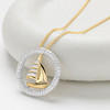 14kt Gold Lab Diamond Sail Boat Necklace