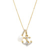 14kt Gold Lab Grown Diamond Freshwater Pearl Anchor Necklace