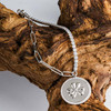 Sterling Silver Paperclip Irish Shamrock Medallion Bracelet with White Cubic Zirconia