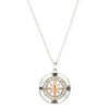Sterling Silver Mother of Pearl Rose Gold Compass Necklace with White Crystals