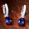 Sterling Silver Sapphire CZ with Blue Enamel Drop Earrings