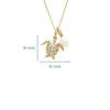 14kt Gold Lab Grown Diamond Freshwater Pearl Turtle Necklace