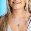 Sterling Silver Flamingo Necklace with Blue crystals