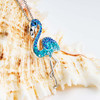 Sterling Silver Flamingo Necklace with Blue crystals