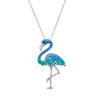 Sterling Silver Flamingo Necklace with Blue crystals