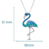 Sterling Silver Flamingo Necklace with Blue crystals