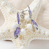 Sterling Silver Shell Earrings with Violet Crystals