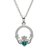 Platinum Plated May Claddagh Pendant Swarovski